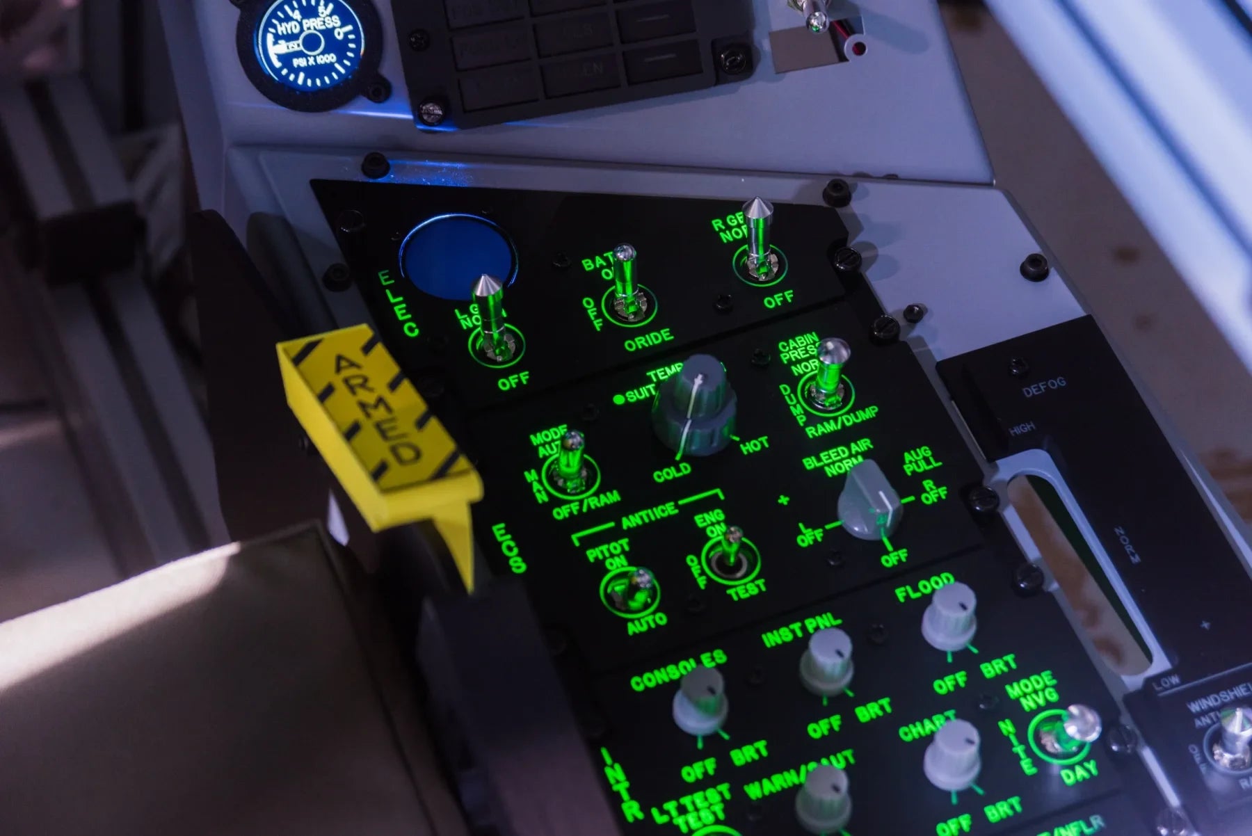 Dogfight Dynamics cockpit side consoles and flight controls