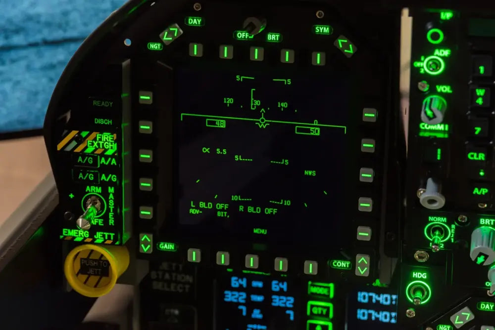 Close view of an illuminated multifunction display