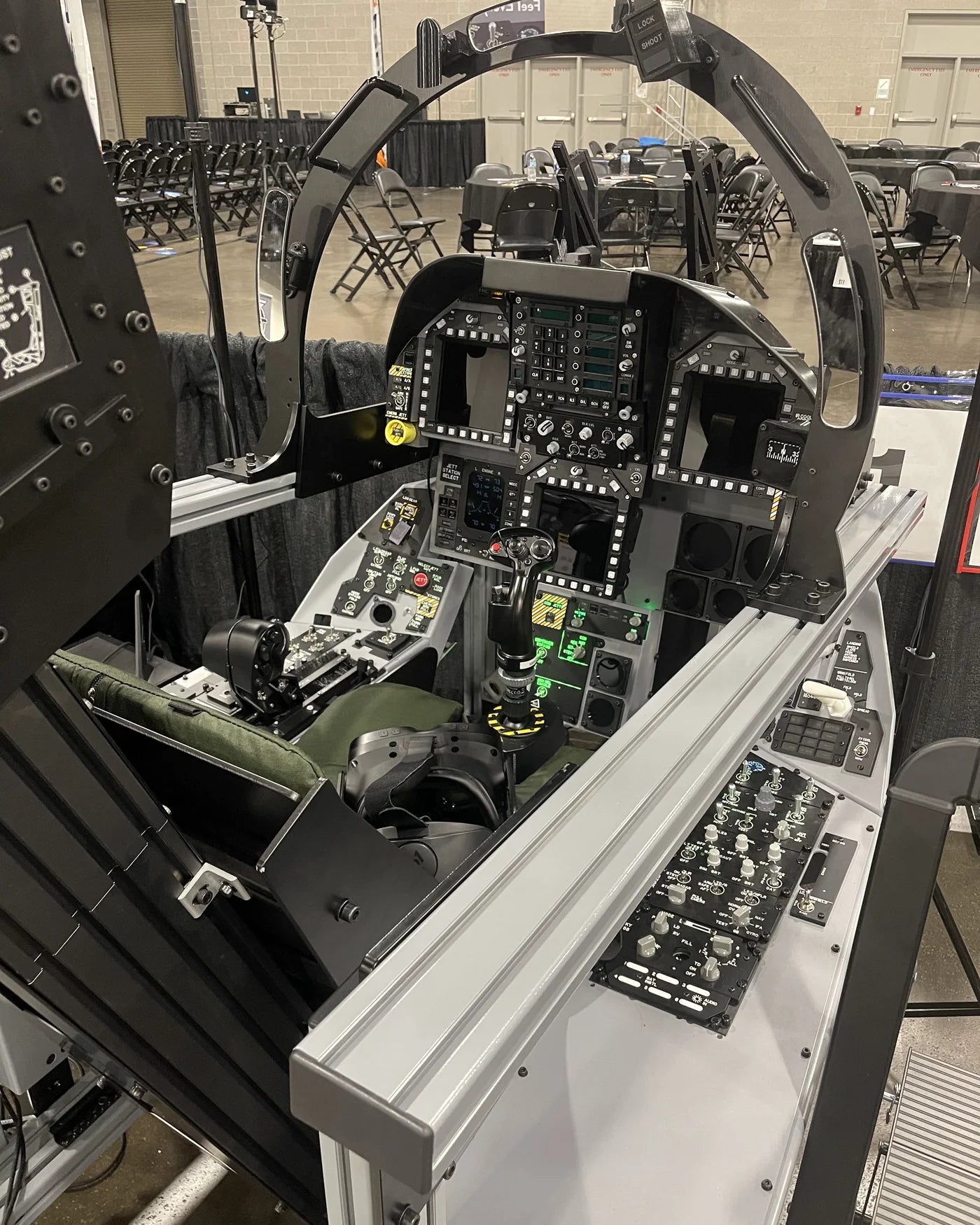 Close view of the F/A-18C cockpit at FlightSimExpo 2025