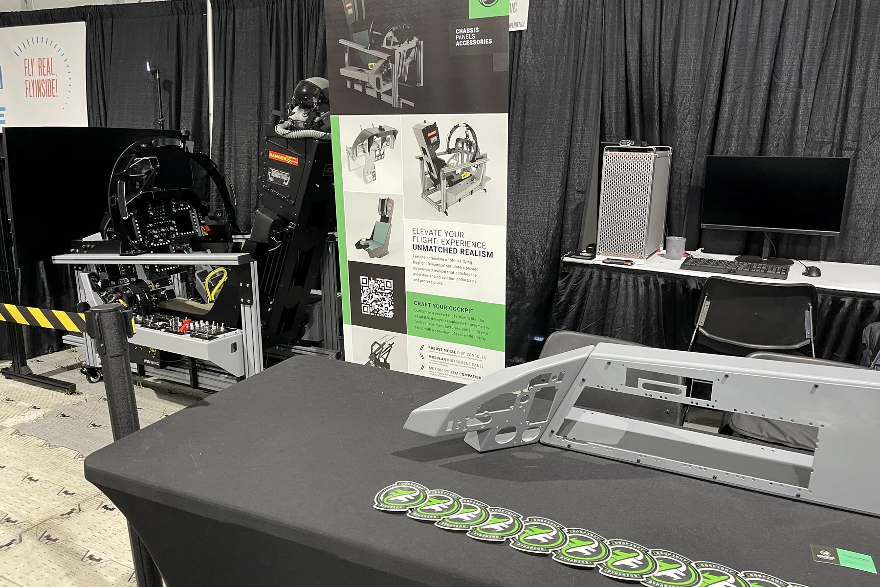 Dogfight Dynamics cockpit and structural components displayed at the SUN 'n FUN booth