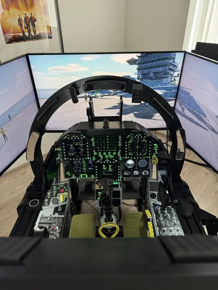 Client-installed Dogfight Dynamics F/A-18C cockpit with triple-display visual system